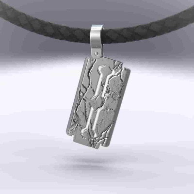 Silver pendant - blade texture